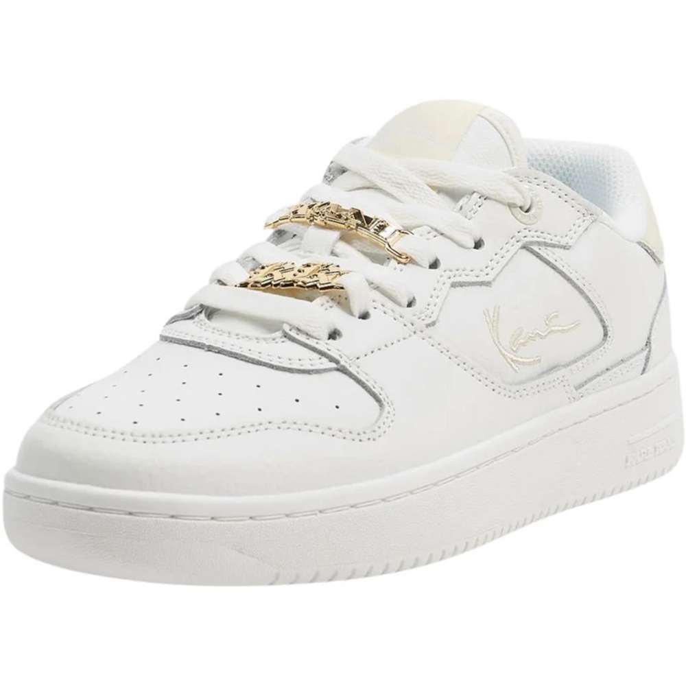 Karl Kani White Sneakers with Gold Accents
